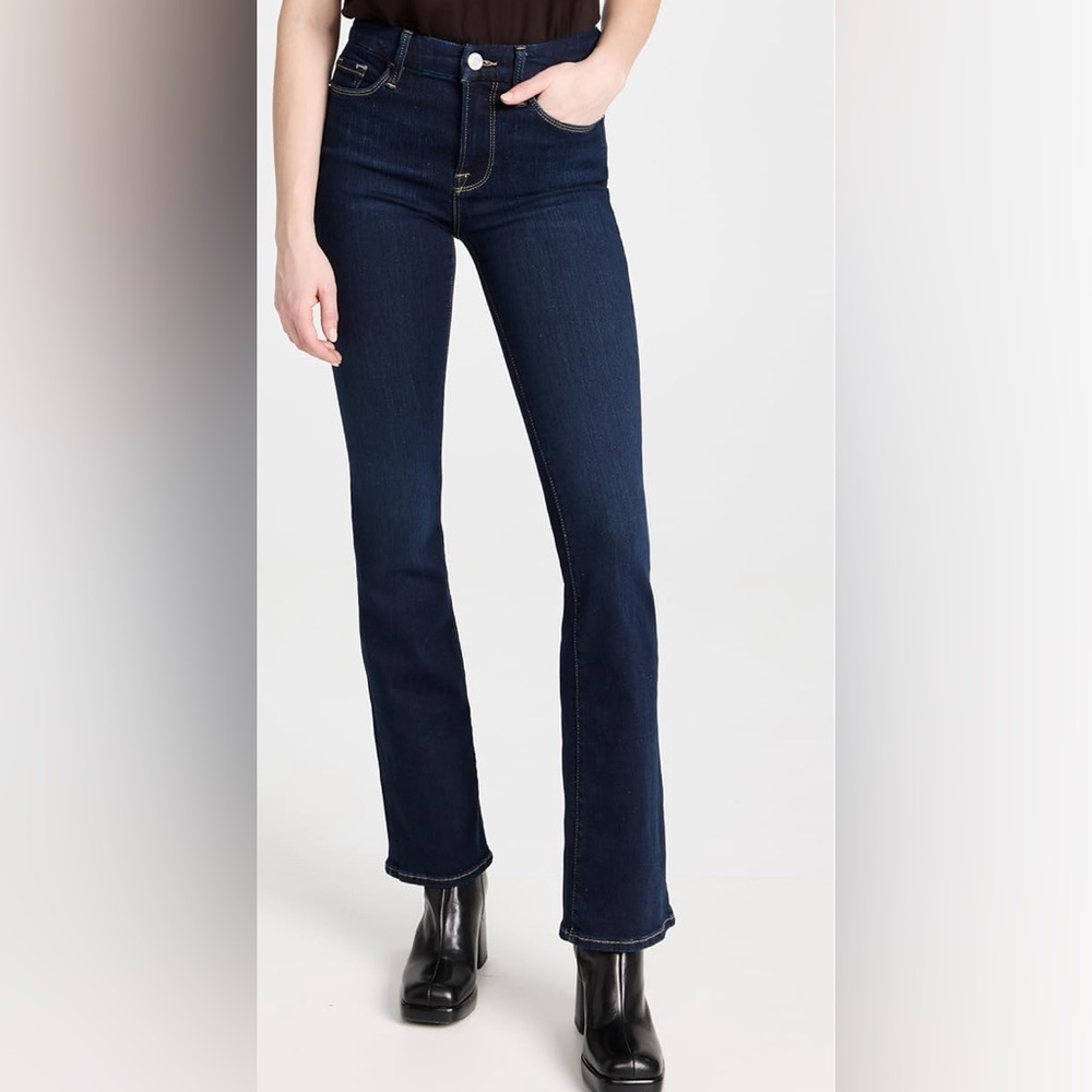 Frame Denim Blue Boot Cut Jeans with Polished Look